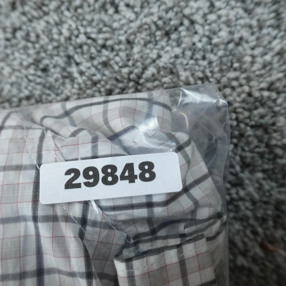 NEW Banana Republic Shirt Mens LT Gray Plaid Button Up Tailored Slim Long Sleeve